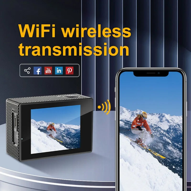 "Norvo Ultra HD sport pro kamera, kompakt svart design, 4K, vanntett opptil 30m, perfekte detaljer for friluftseventyr."