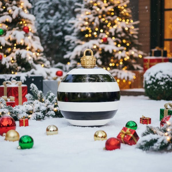 Sett av oppblåsbare julekuler, 60 cm, ideelle for både innendørs og utendørs juledekor