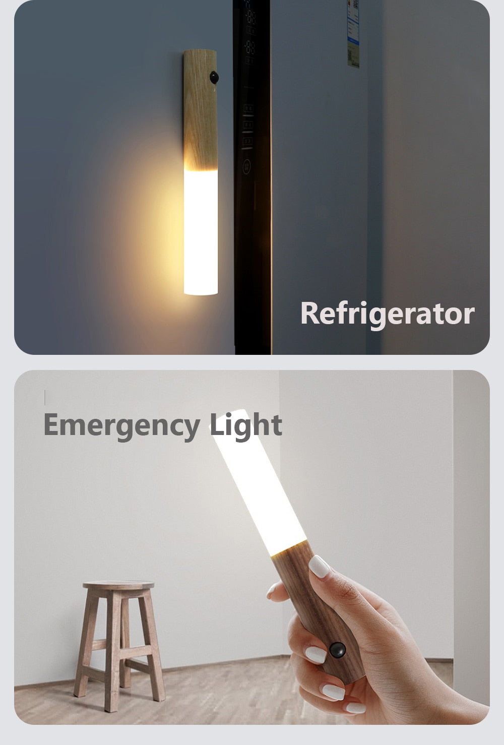 "Oppladbar LED nattlampe med bevegelsessensor, varmt lys, moderne design, 3 m rekkevidde, enkel installasjon"