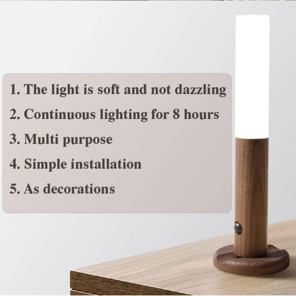 "Oppladbar LED nattlampe med bevegelsessensor, varmt lys, moderne design, 3 m rekkevidde, enkel installasjon"
