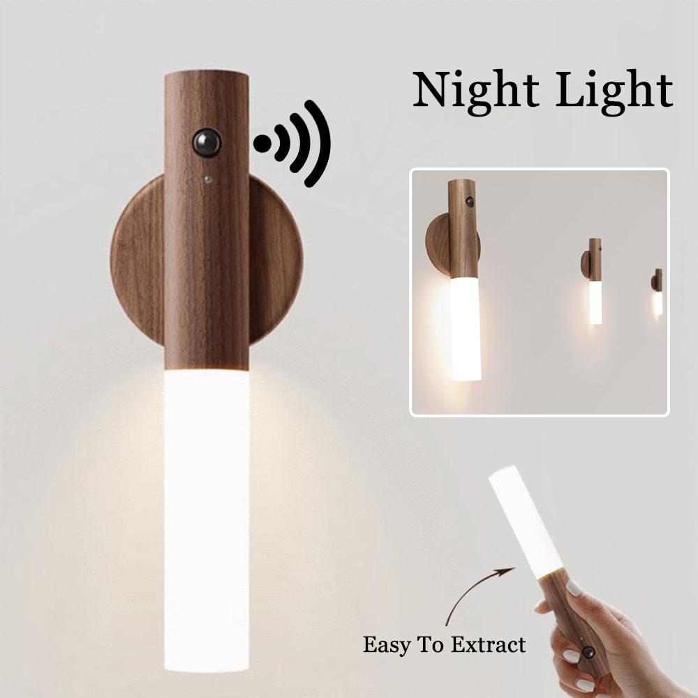 "Oppladbar LED nattlampe med bevegelsessensor, varmt lys, moderne design, 3 m rekkevidde, enkel installasjon"