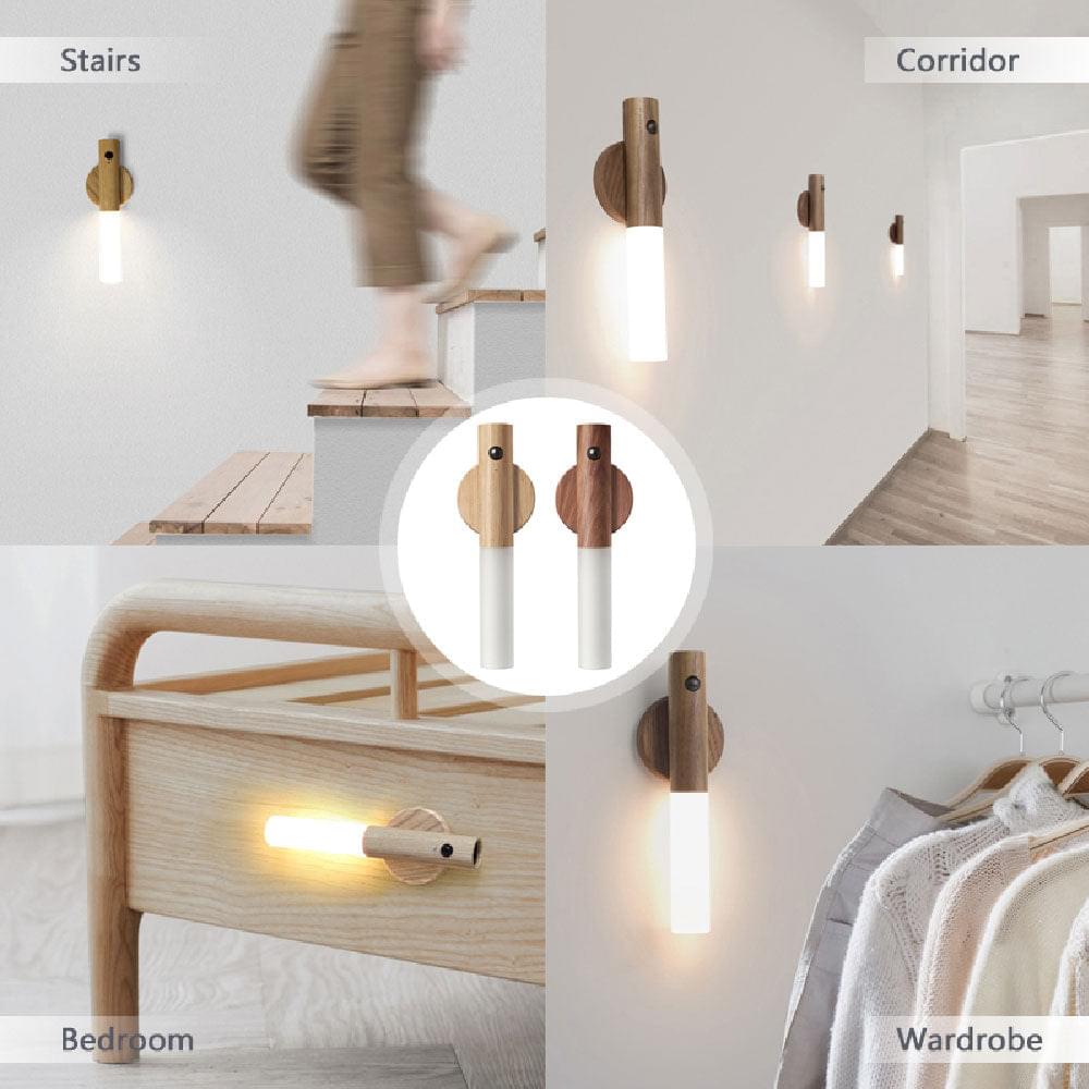 "Oppladbar LED nattlampe med bevegelsessensor, varmt lys, moderne design, 3 m rekkevidde, enkel installasjon"