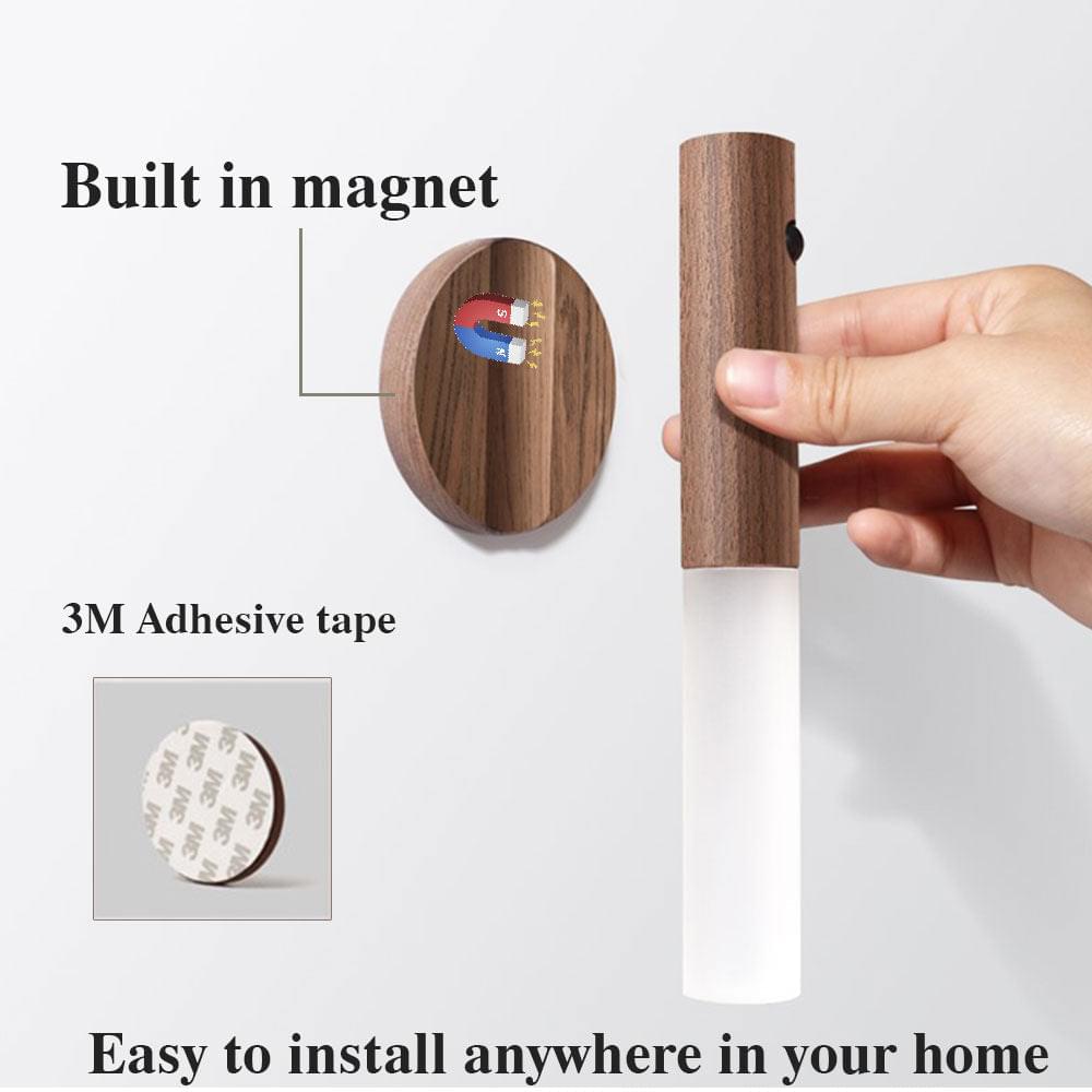 "Oppladbar LED nattlampe med bevegelsessensor, varmt lys, moderne design, 3 m rekkevidde, enkel installasjon"