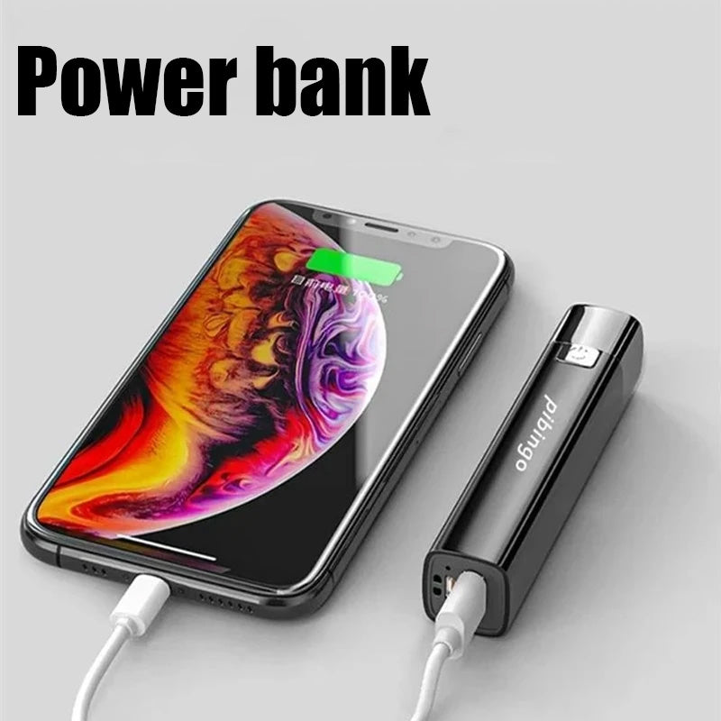 "Oppladbar lommelykt med kraftig G3 lys, powerbank-funksjon, kompakt design, ideell for utendørs eventyr."