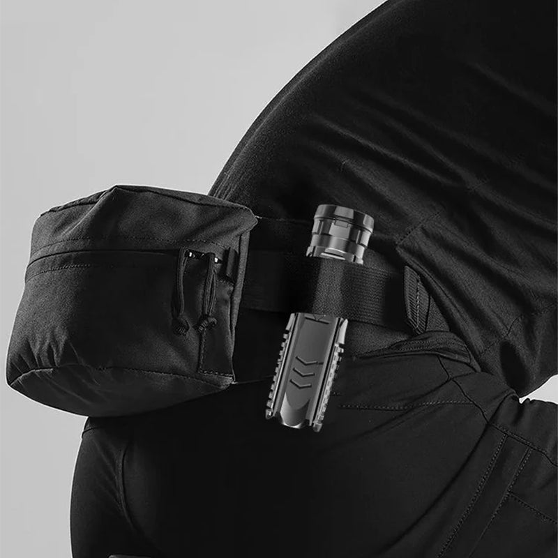 "Oppladbar vanntett LED lommelykt med 3 lysmoduser, robust aluminiumslegering, perfekt for camping og nødbruk."