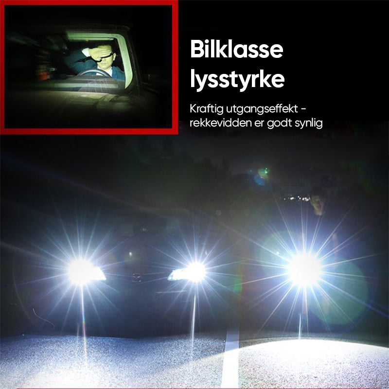 "Oppladbar vanntett LED lommelykt med 3 lysmoduser, robust aluminiumslegering, perfekt for camping og nødbruk."