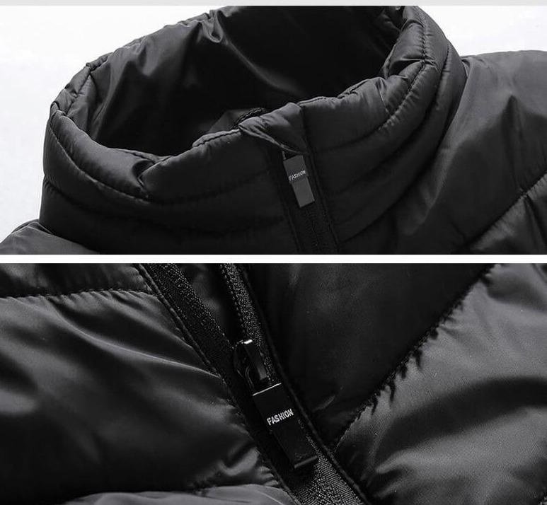 Bakside av oppvarmet herrevest, viser jevn varme og ergonomisk design, varmevest for vinteren