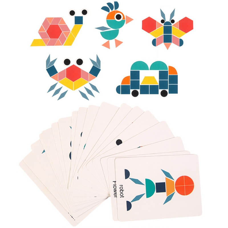 Barnevennlig puslespill i solid tre for læring av former og farger, tidlig utvikling