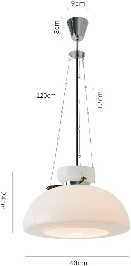 Pendellampe med rund melkeglasskjerm, moderne design for stuebelysning, gir mykt lys og elegant atmosfære.