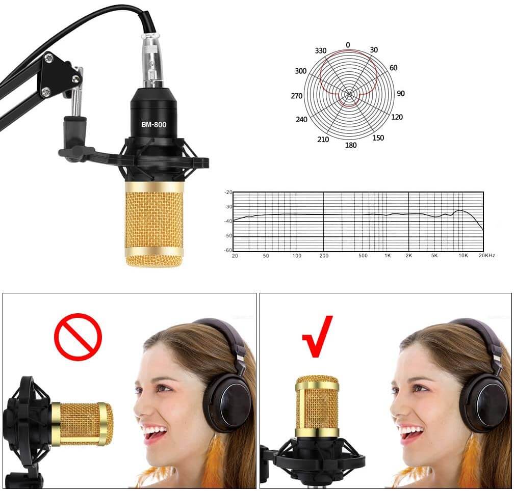 Bakside av kondensatormikrofonen med USB-port for enkel 'plug and play'
