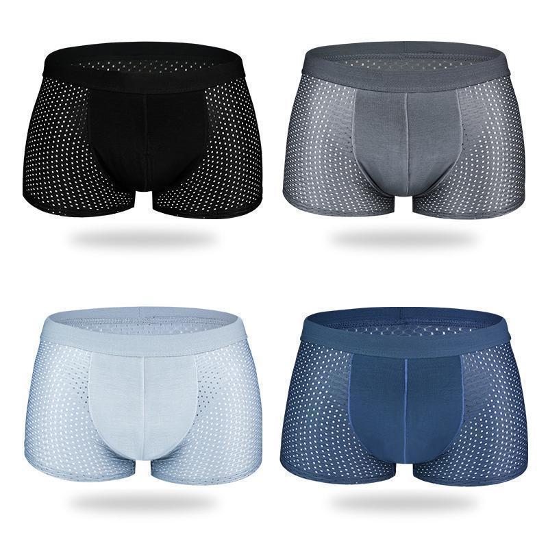 "Pustende issilke boksershorts med kjølende effekt, elegant design og bikakestruktur for optimal ventilasjon og komfort."