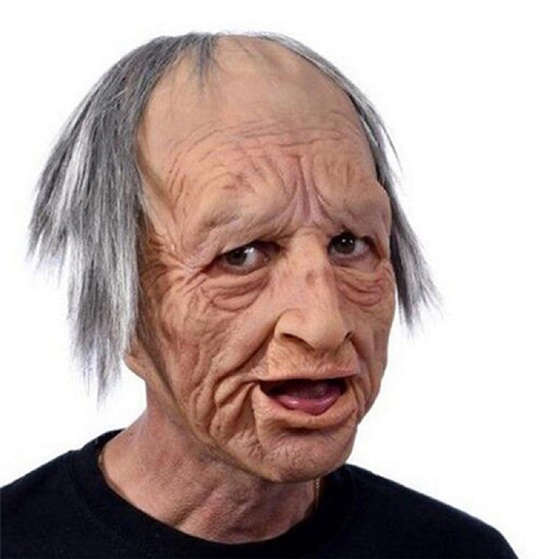 Realistisk lateksmaske i gammel mann stil for Halloween med autentiske ansiktstrekk, miljøvennlig og elastisk materiale.