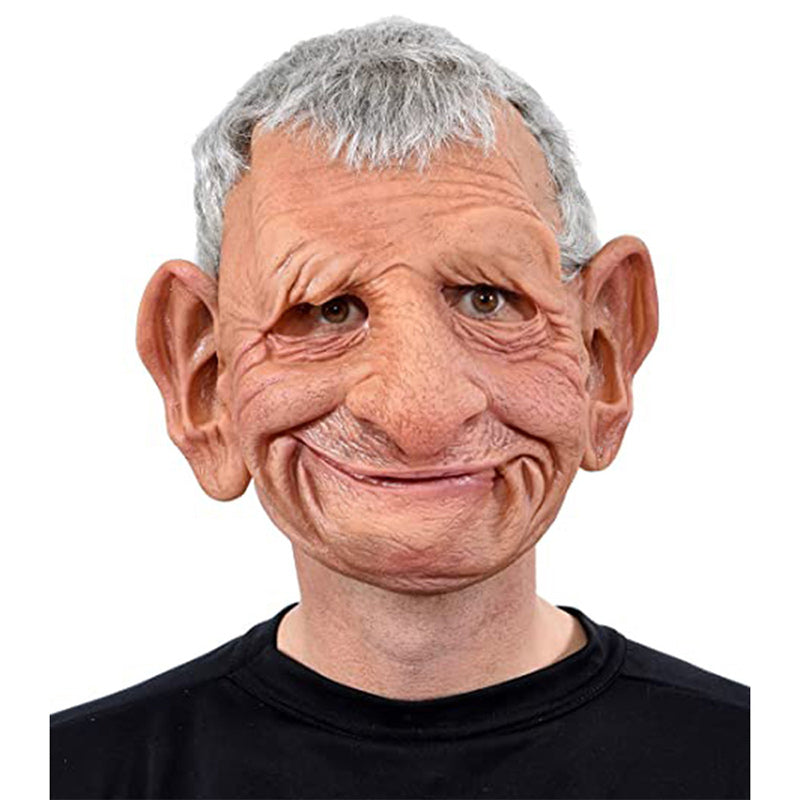 Realistisk lateksmaske i gammel mann stil for Halloween med autentiske ansiktstrekk, miljøvennlig og elastisk materiale.
