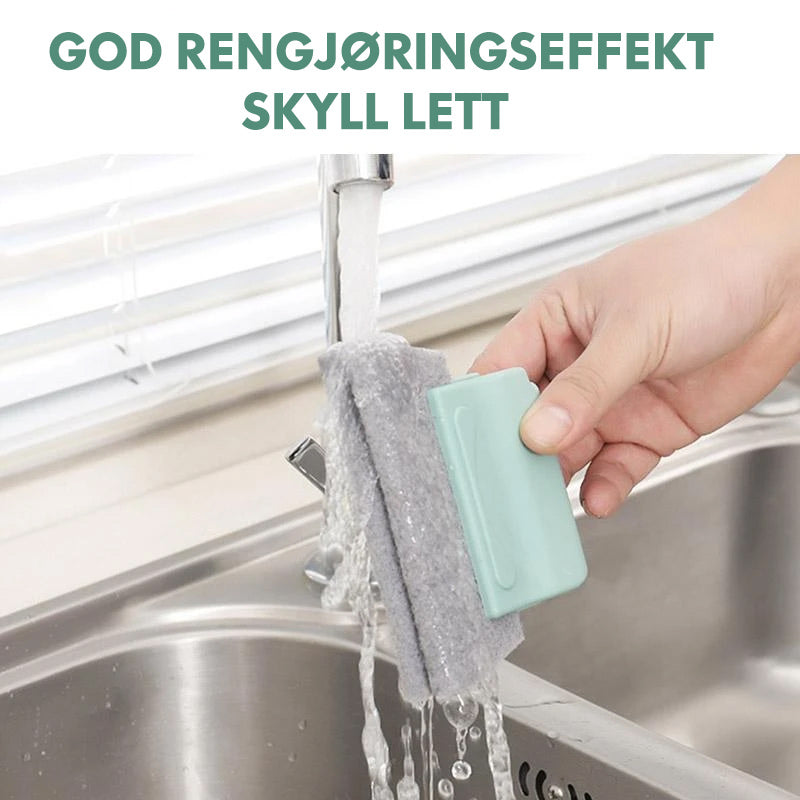 "Rengjøringsbørste for vindusspor med ergonomisk grep, kompakt design for lett rengjøring av trange områder."