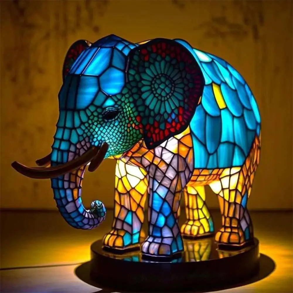 Unik 3D dyrebordlampe i retro stil, flerfarget. Perfekt interiør belysning og stemningslys.