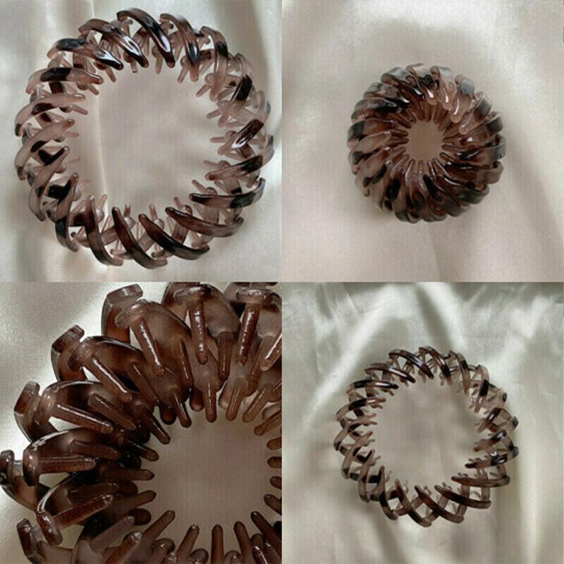 "Retro hestehale hårspenne i elastisk resin, tilgjengelig i oransje, blå, lysebrun; elegant design, skånsom mot håret."