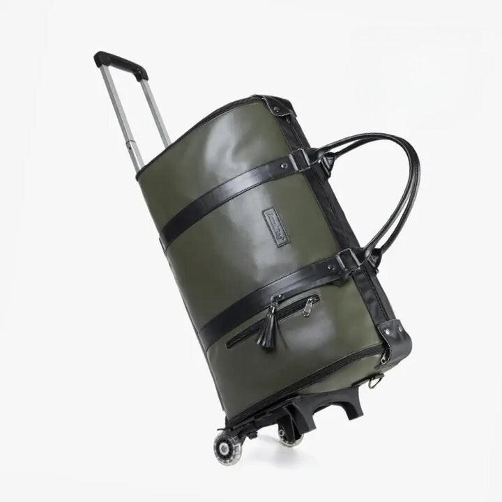 "Romslig JenniBag håndbagasje i beige, 60L, med avtakbare hjul og innovativ design for moderne reisende."