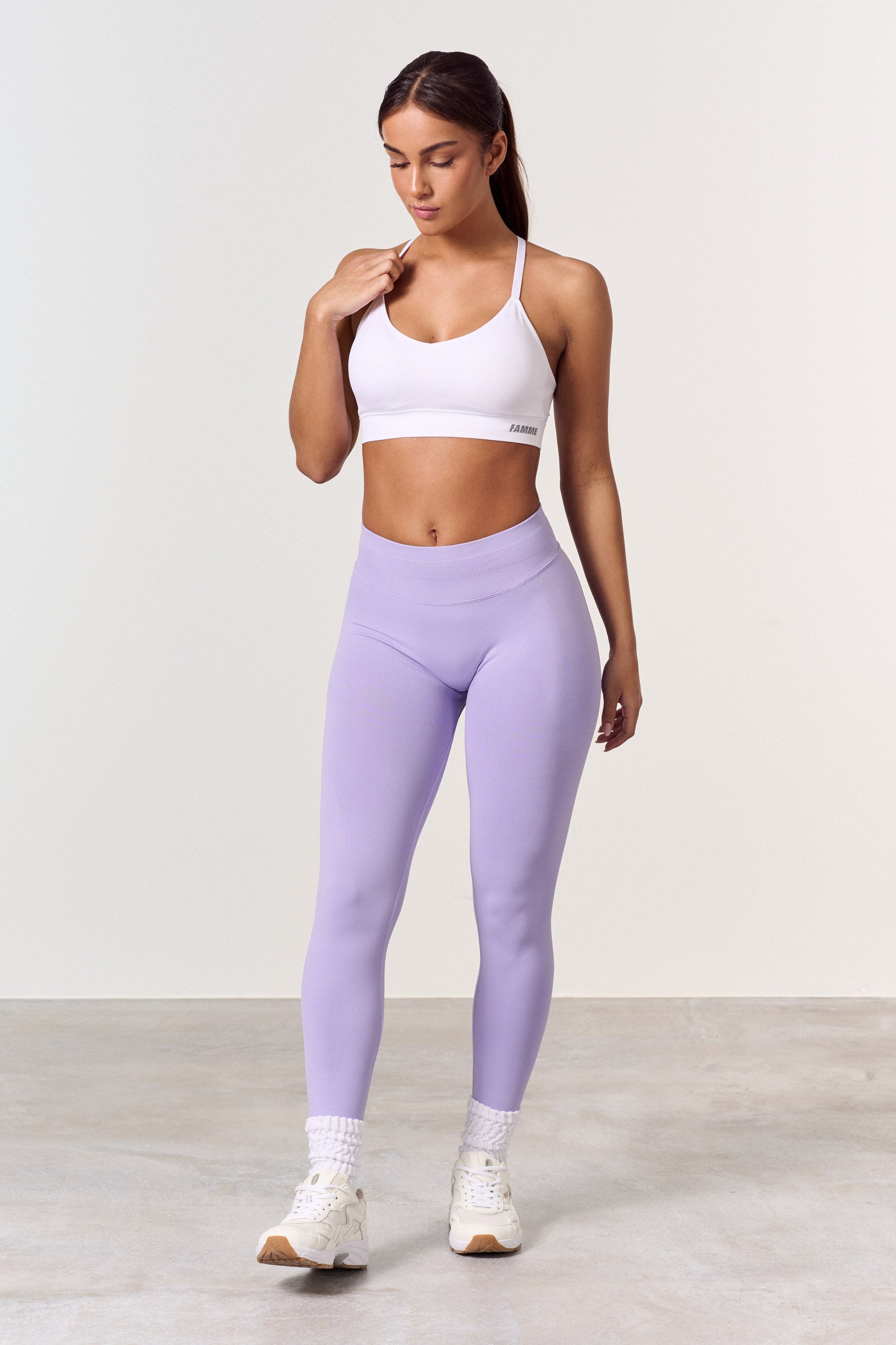 "Rosa sculpt scrunch leggings, formende, seamless tights med scrunch detalj, for kvinner, perfekt for trening."