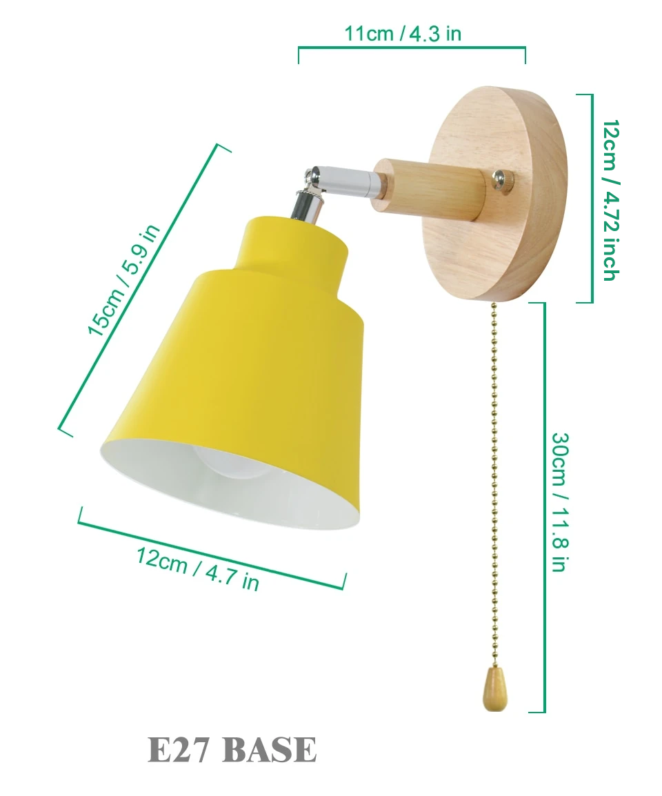 Fleksibel roterbar vegglampe i vintage stil. Med trekkkjedebryter for justerbar og dekorativ innendørs belysning.