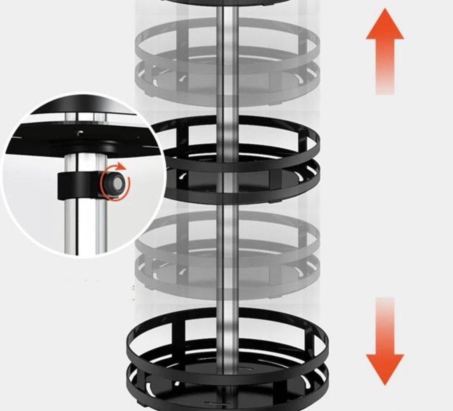 Elegant roterende oppbevaringsstativ for et ryddig interiør. Ideell for kjøkkenbenk eller baderomshylle.