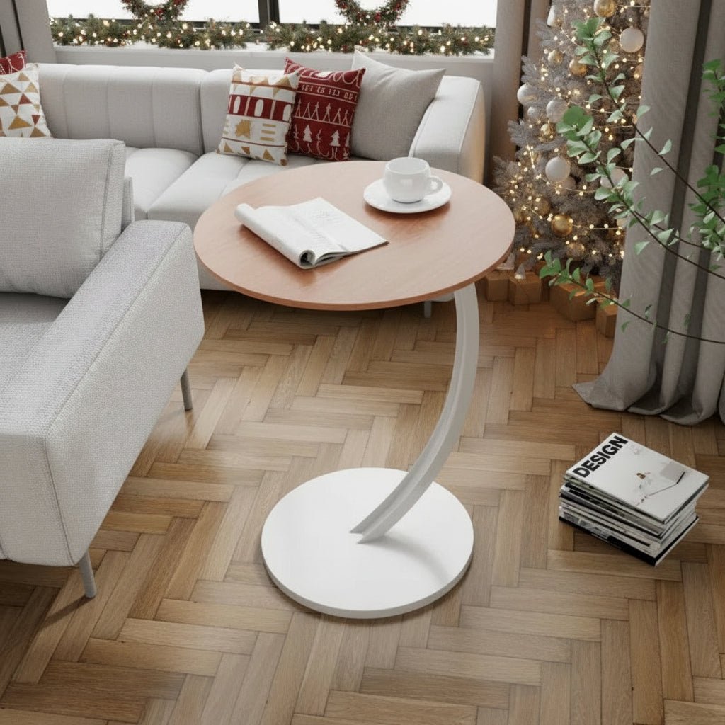 Moderne rundt sidebord til stuen, et allsidig møbel som passer perfekt i små rom.