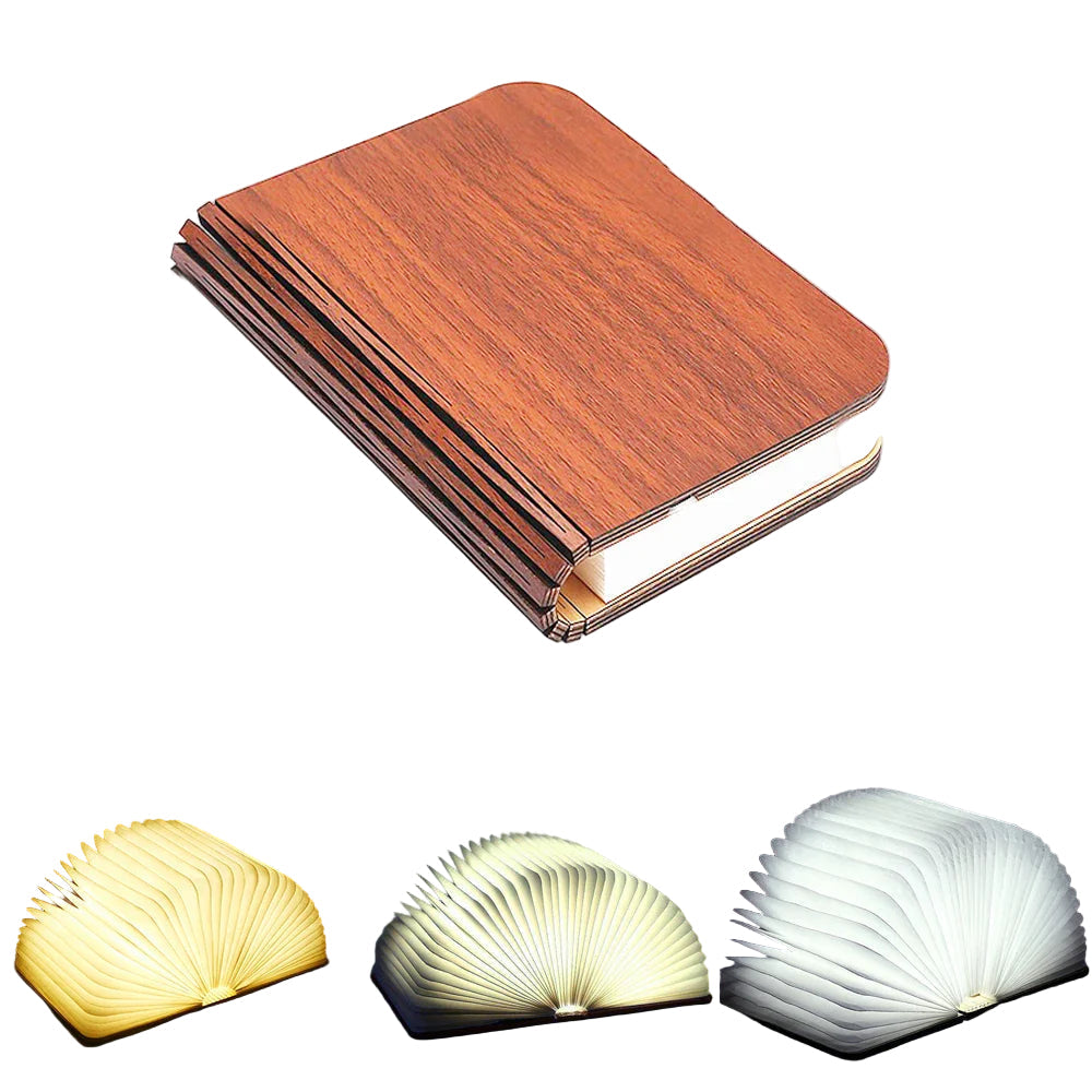 Sammenleggbar LED boklampe i moderne design, ideell for lesing og som interiørdekorasjon.
