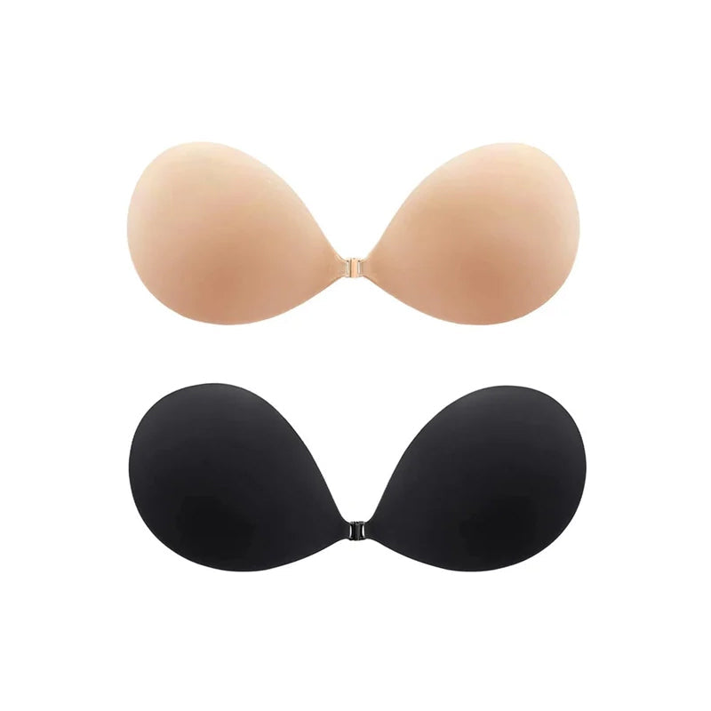"Selvklebende usynlig BH med deep V-design for naturlig løft, ideell til utringede antrekk og spesielle anledninger."