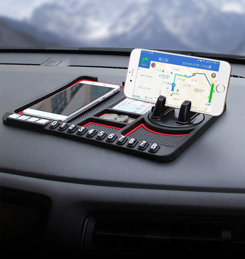 Ergonomisk telefonholder for bilens dashbord, anti-skli overflate for stabil mobilplassering.