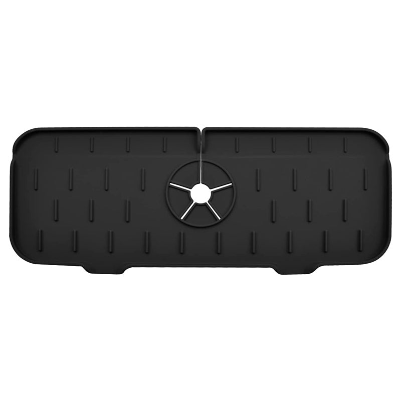 "Silikon kranhåndtak dryppfanger i stilrent grått design, holder benkeplaten tørr med effektiv vanndrenering."