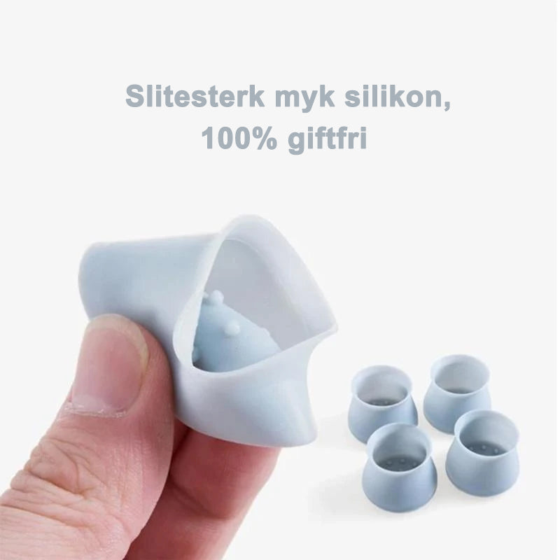 "Silikon møbelbeskytter i transparent design, beskytter gulv og møbelben, anti-skli og slitesterk for universal bruk."