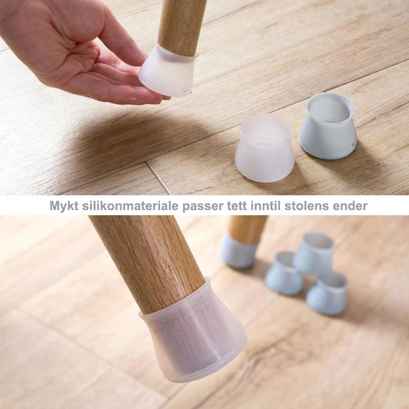 "Silikon møbelbeskytter i transparent design, beskytter gulv og møbelben, anti-skli og slitesterk for universal bruk."