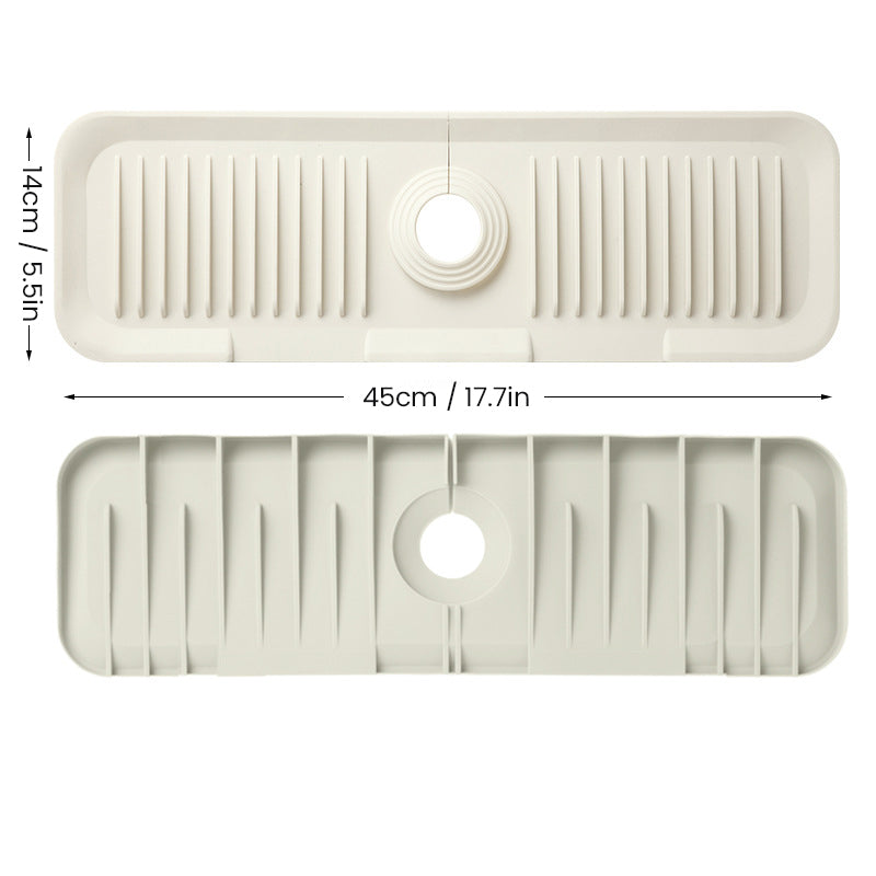"Silikon sprutbeskyttelsesmatte - vanntett, grå, selvdrenerende design, enkel installering. Perfekt for kjøkkenvask."