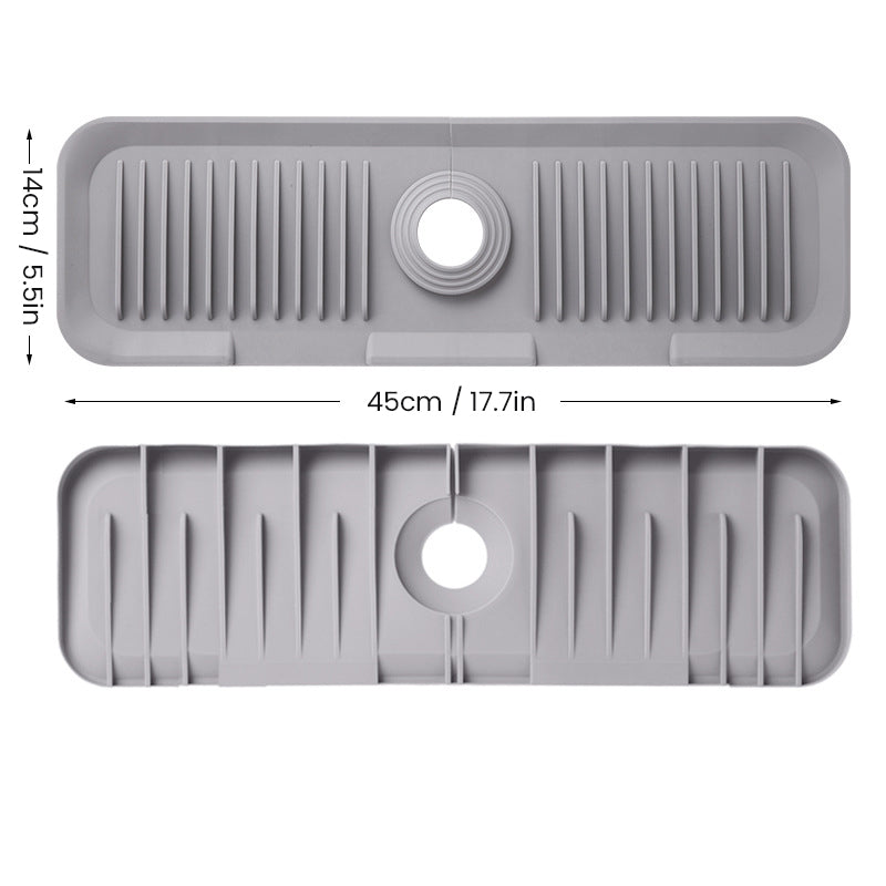 "Silikon sprutbeskyttelsesmatte - vanntett, grå, selvdrenerende design, enkel installering. Perfekt for kjøkkenvask."