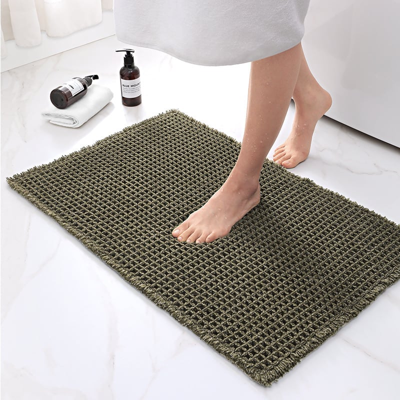 Moderne sklisikkert løperteppe, boho vaffeldesign. Slitesterkt teppe ideelt for bad eller entré.