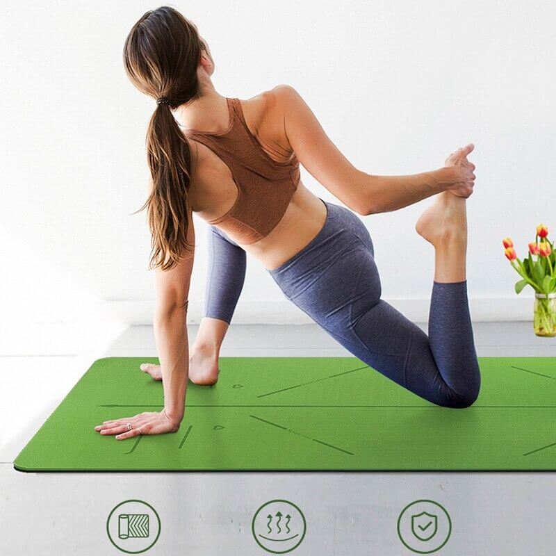 Miljøvennlig TPE yogamatte med anti-skli overflate for stabil trening og komfort.
