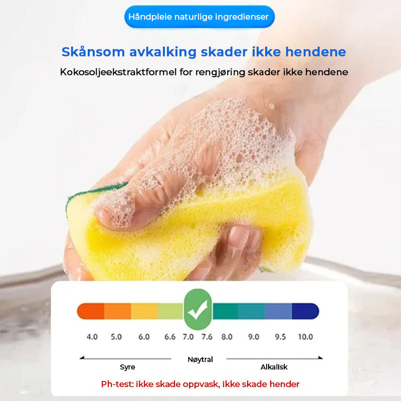 "Skummende rustfjerner med sitronduft i klar flaske, perfekt for rengjøring av kjøkkenflater og fjerning av rust."