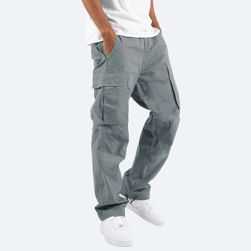 Mørkeblå slim fit cargo bukser for menn, i komfortabel bomullsmix, ideell for fritid og allround.