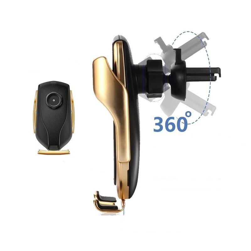 Sikker bilholder for smarttelefon, automatisk grep og trådløs lader, perfekt for handsfree bruk.