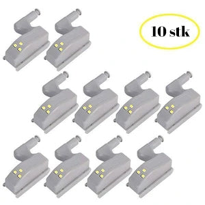 "Smart LED-sensorlys for skap, automatisk belysning ved åpning, sett med 10, enkel installasjon, hvitt lys"