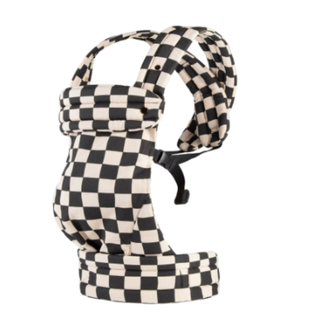 "Snug Sling bæresele for baby, ergonomisk design med polstrede stropper, pustende bomull, passer alle kroppsformer."