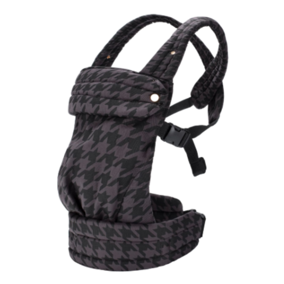 "Snug Sling bæresele for baby, ergonomisk design med polstrede stropper, pustende bomull, passer alle kroppsformer."