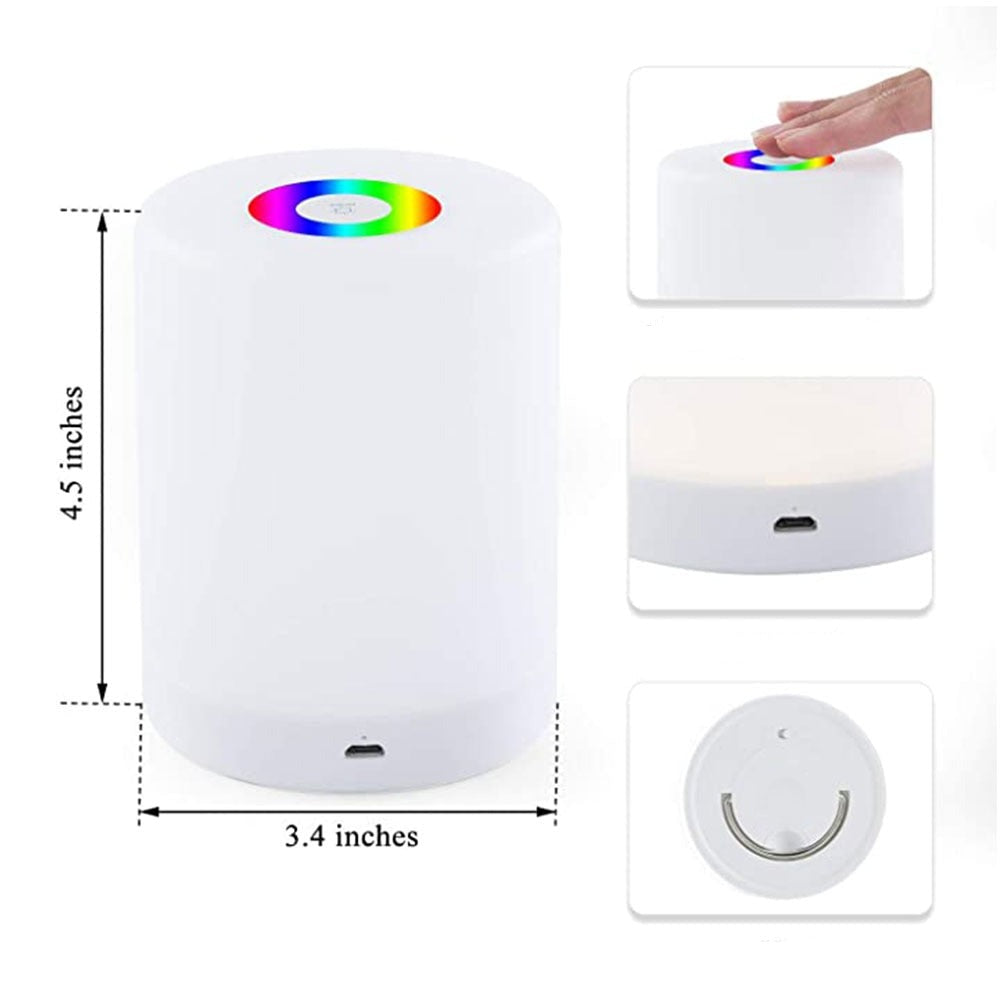 RGB LED nattlampe med flere lysinnstillinger, enkel berøringskontroll for belysning og stemningslys.