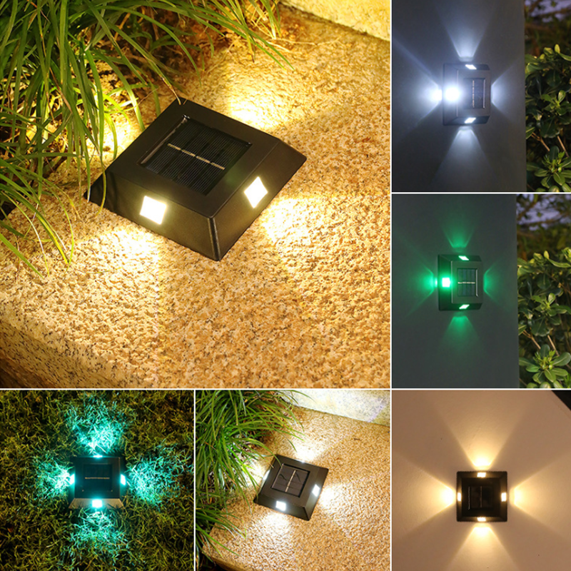 "Solcelle veggmontert lampe, IP65 vanntett, utendørs LED-lys i grått, gir elegant belysning for hage og gårdsplass."