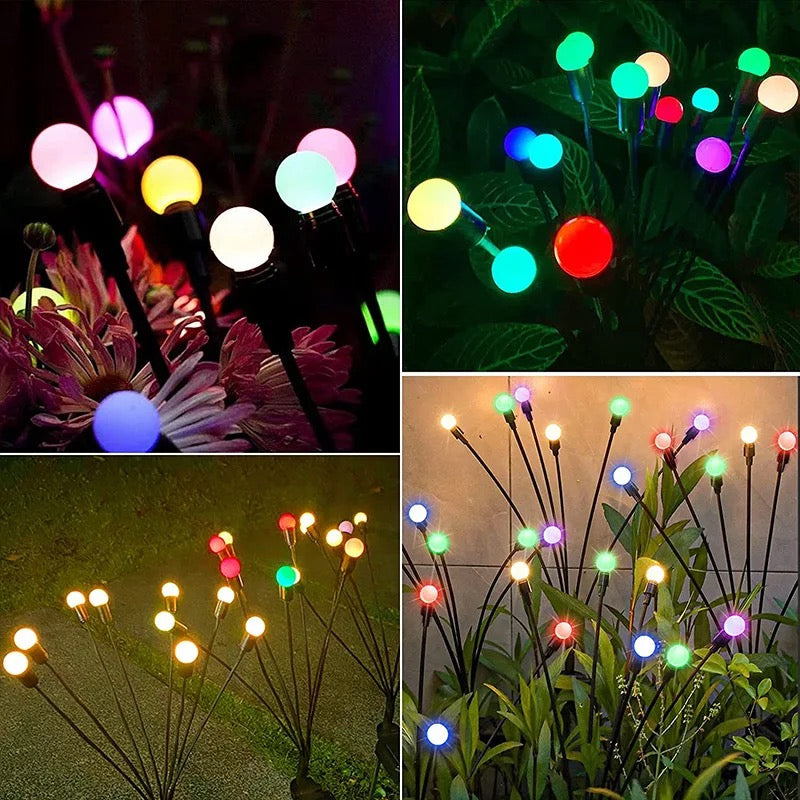 Solcelle hagelys med "ildflue"-LED-effekt, ideelt for stemningsfull hagedekor. Vanntett utendørs belysning.