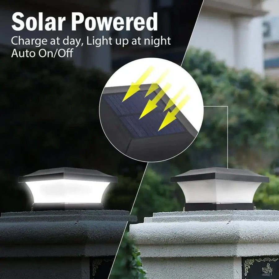 "Solcelledrevet utendørs LED-lampe med IP65, moderne design i jern og ABS, varm hvit belysning, perfekt for hagen."