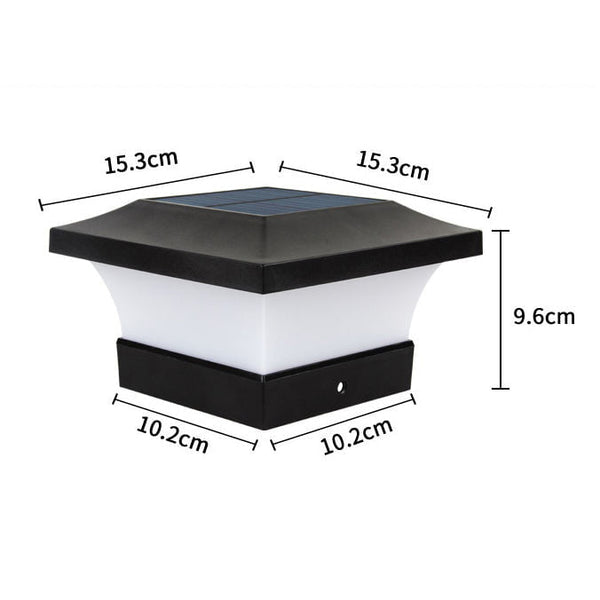 "Solcelledrevet utendørs LED-lampe med IP65, moderne design i jern og ABS, varm hvit belysning, perfekt for hagen."
