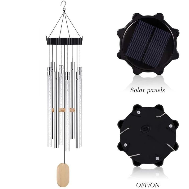 Solfanger vindklokker med fargeskiftende LED-lys, perfekt hagedekor