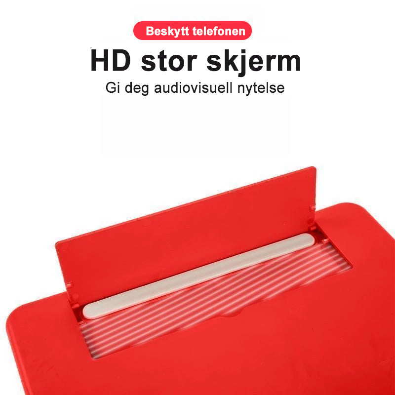 "Solid 3D telefonskjermforsterker i ABS-plast med Fresnel-linse for forstørret visning, tilgjengelig i flere farger."