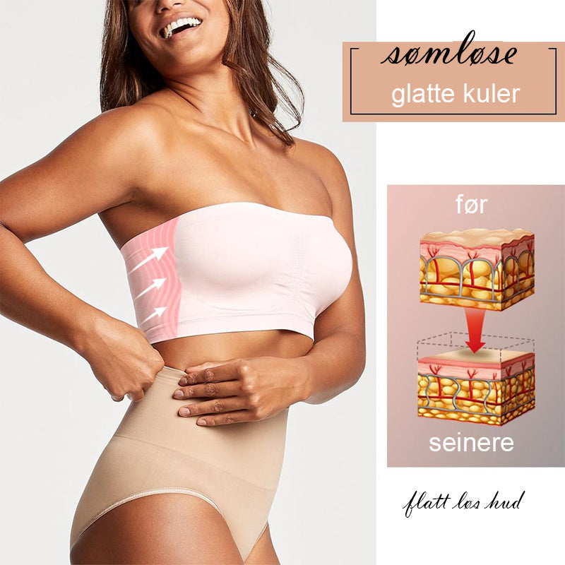 "Sømløs støttende bandeau-BH med elastisk materiale, pustende design, uten spiler i beige, svart, hvit, lysegrå."