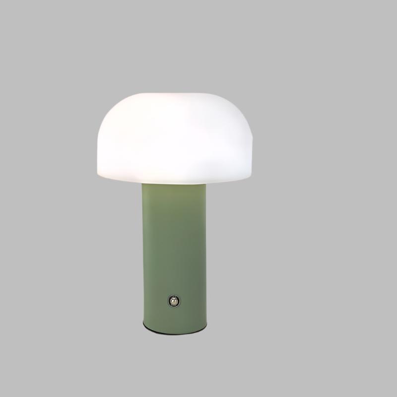 "Sopp bordlampe, trådløs og dimbar, europeisk design. Elegant soppformet lampe i flere farger for stilfull belysning."